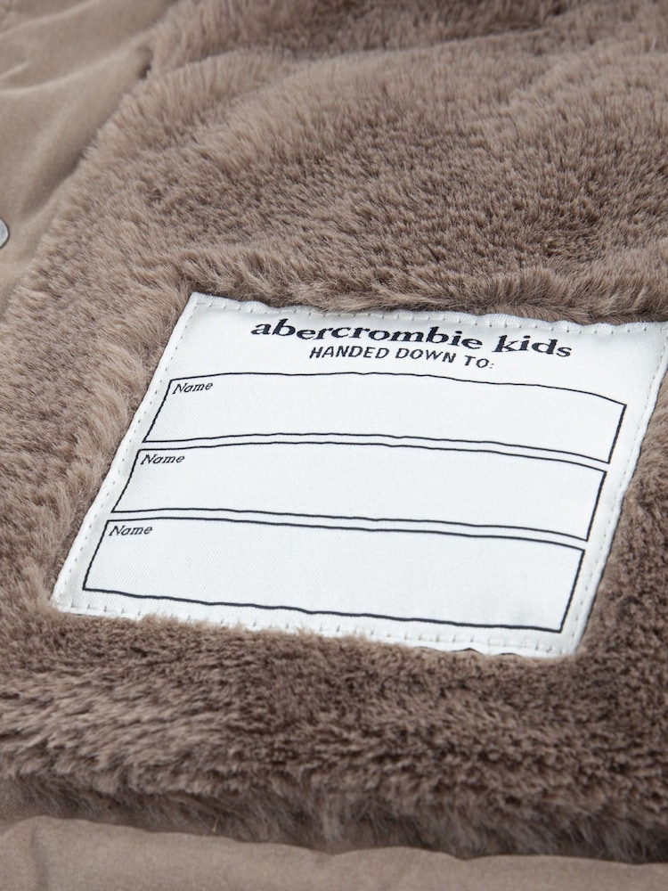 Abercrombie & Fitch Grey Logo Heavyweight Parka Coat - Image 5 of 5