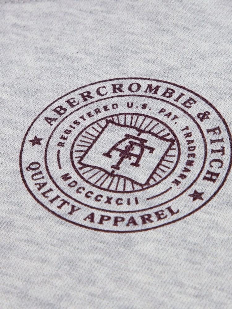 Abercrombie & Fitch Grey Logo Hoodie With Back Graphic Print - Image 9 of 9