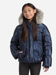 Abercrombie & Fitch Blue Shiny Puffer Jacket - Image 1 of 8