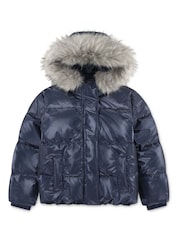 Abercrombie & Fitch Blue Shiny Puffer Jacket - Image 4 of 8