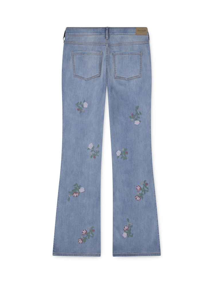 Abercrombie & Fitch Blue High Rise Flare Floral Jeans - Image 8 of 8 Abercrombie & Fitch Blue High Rise Flare Floral Jeans - Image 8 of 8