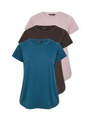Yours Curve Brown Core Basic T-Shirts 3 Pack - Image 6 of 8