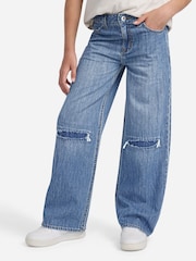Abercrombie & Fitch Blue High Rise Ultra Wide Leg Trouser - Image 1 of 7