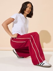 PixieGirl Petite Red Contrast Piping Wide Leg Joggers - Image 6 of 11