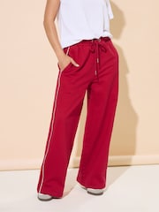 PixieGirl Petite Red Contrast Piping Wide Leg Joggers - Image 7 of 11