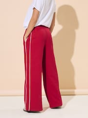 PixieGirl Petite Red Contrast Piping Wide Leg Joggers - Image 9 of 11