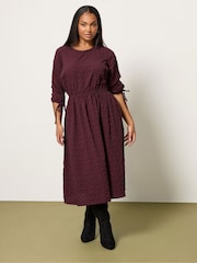 Vermelho - Yours Curve 3/4 Tie Sleeve Midaxi Dress - Imagem 1 de 5