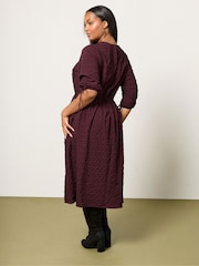 Vermelho - Yours Curve 3/4 Tie Sleeve Midaxi Dress - Imagem 3 de 5
