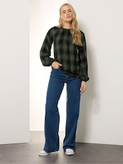 Long Tall Sally Check Balloon Sleeve Blouse - Imagem 2 de 5