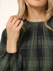 Long Tall Sally Check Balloon Sleeve Blouse - Imagem 4 de 5