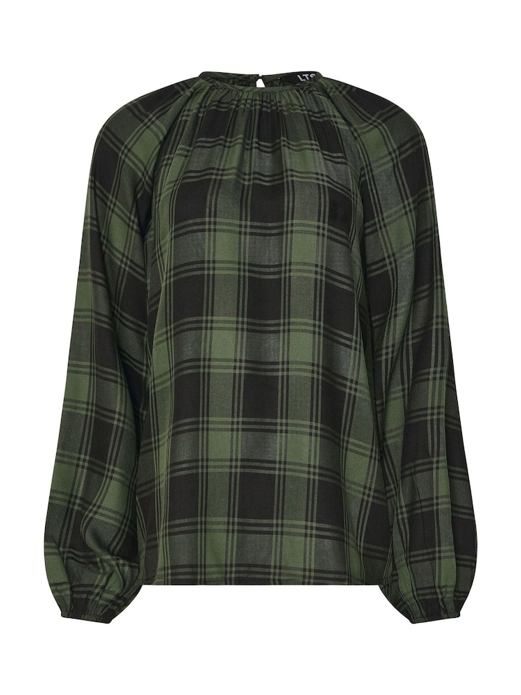 Long Tall Sally Check Balloon Sleeve Blouse - Imagem 5 de 5