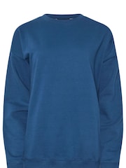 Azul - Moletom longo e alto Sally com gola redonda - Imagem 5 de 5