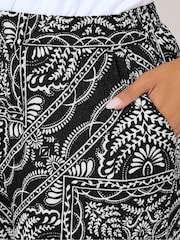 Yours Curve Black Wide Fit Crinkle Wide Leg Trousers - Image 3 of 5