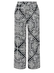 Yours Curve Black Wide Fit Crinkle Wide Leg Trousers - Image 5 of 5