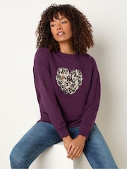 M&Co Animal Print Heart Sweat Top - Imagen 1 de 5