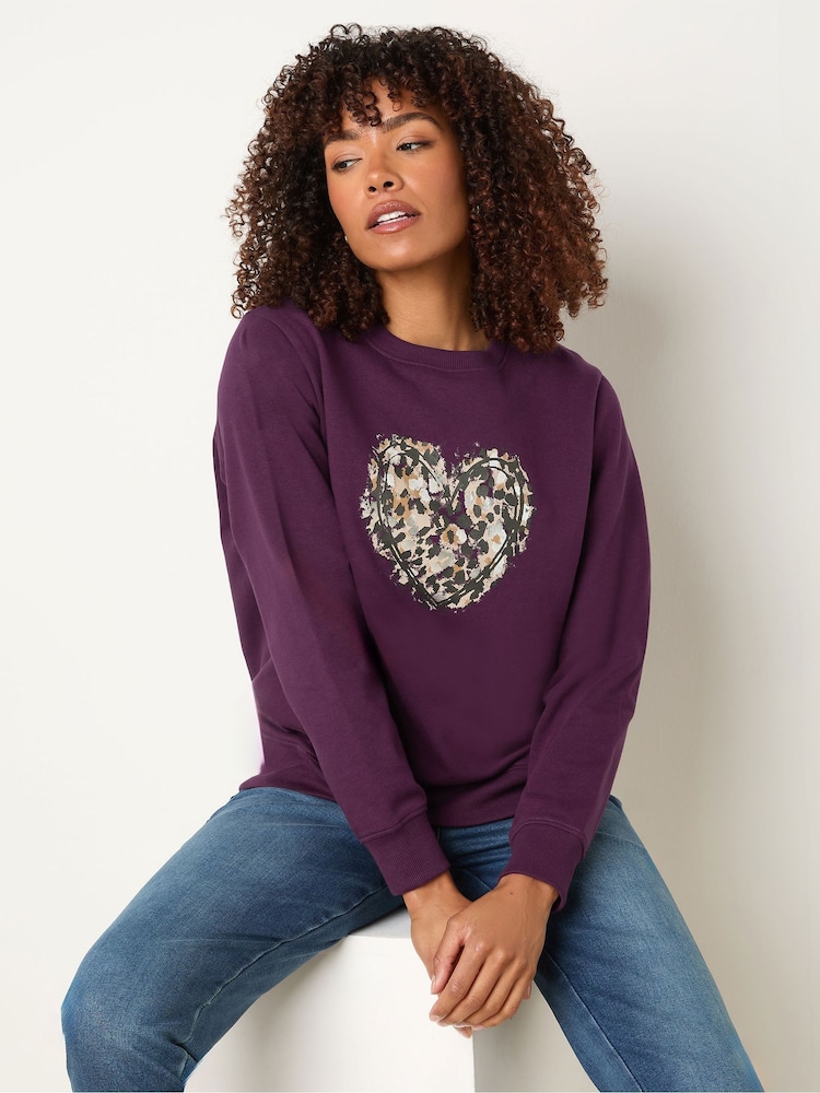 M&Co Animal Print Heart Sweat Top - Imagen 1 de 5