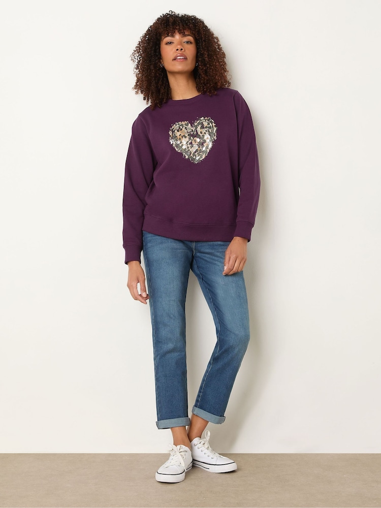 M&Co Animal Print Heart Sweat Top - Imagen 2 de 5
