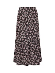 PixieGirl Petite Black Single Ditsy Tiered Maxi Skirt - Image 1 of 1