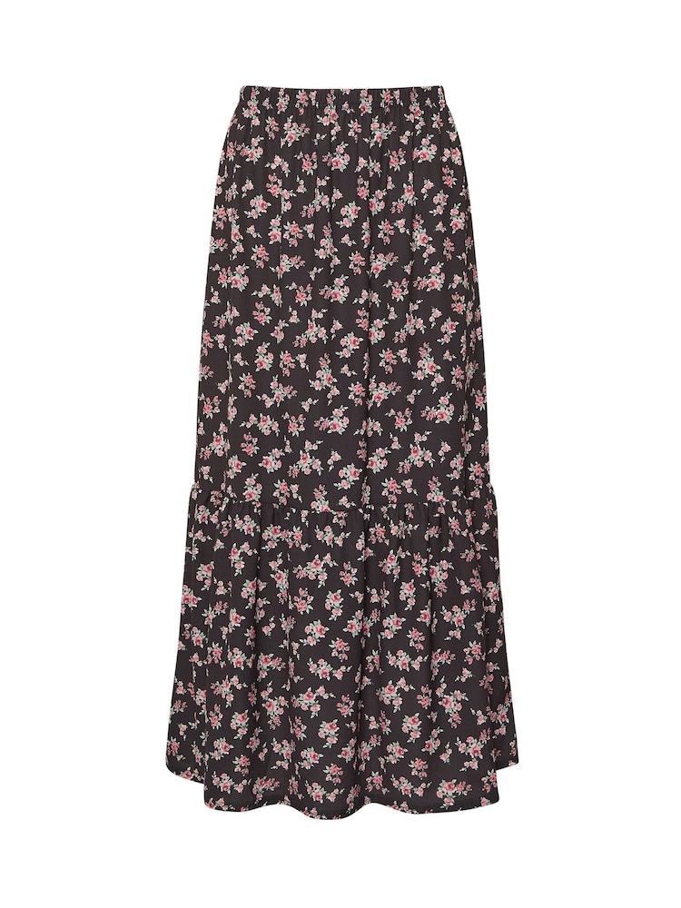 PixieGirl Petite Black Single Ditsy Tiered Maxi Skirt - Image 1 of 1