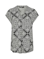 Yours Curve Charcoal Black Crepe Pleated Front Top - Image 5 of 5