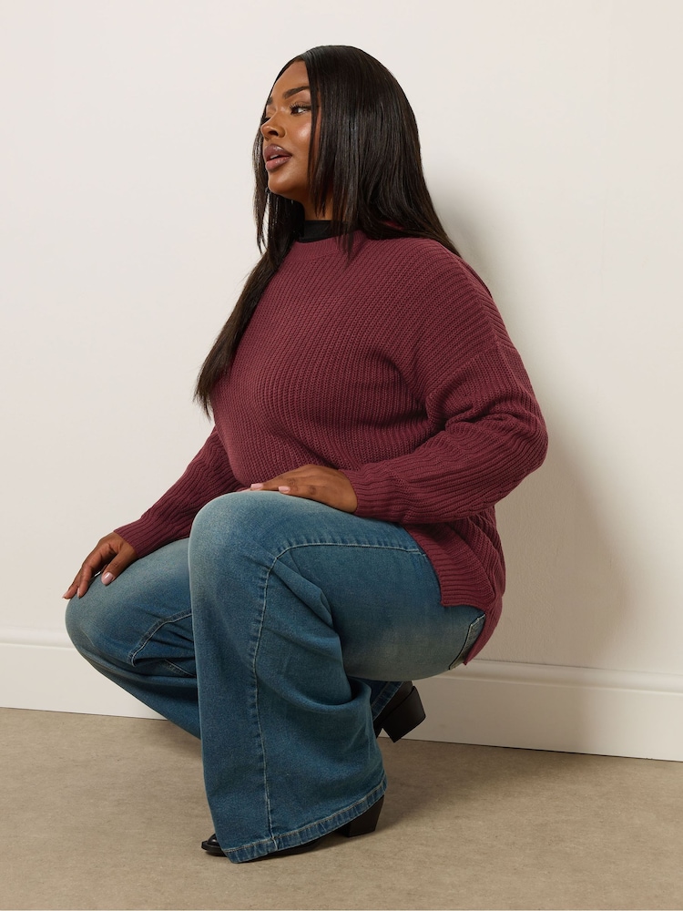 Yours Curve Red Drop Shoulder Jumper - Image 1 of 5