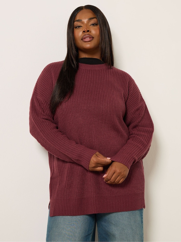 Yours Curve Red Drop Shoulder Jumper - Image 2 of 5