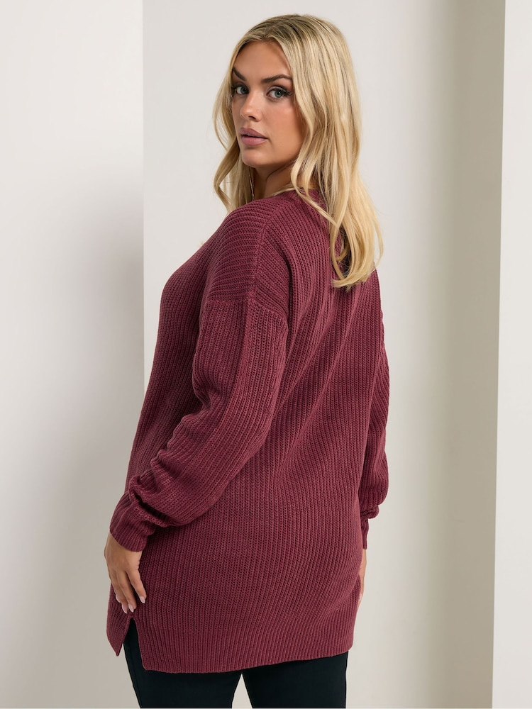 Yours Curve Red Drop Shoulder Jumper - Image 2 of 5 Yours Curve Red Drop Shoulder Jumper - Image 2 of 5