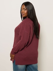 Yours Curve Red Drop Shoulder Jumper - Image 3 of 5