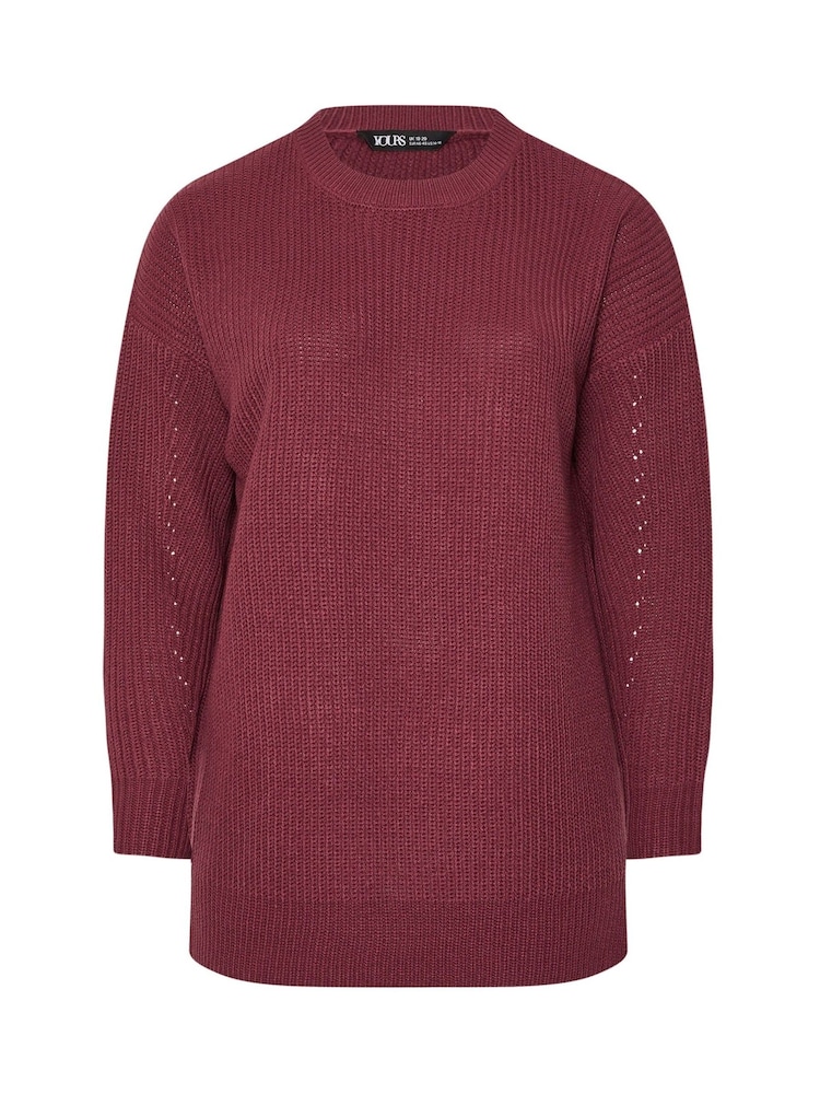 Yours Curve Red Drop Shoulder Jumper - Image 5 of 5 Yours Curve Red Drop Shoulder Jumper - Image 5 of 5