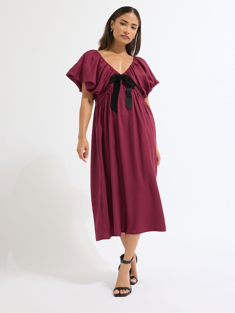 PixieGirl Petite Red Mini Bow Front Dress - Image 1 of 3 PixieGirl Petite Red Mini Bow Front Dress - Image 1 of 3