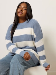 Yours Curve Light Blue Drop Shoulder Jumper - Image 1 of 6