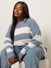 Yours Curve Light Blue Drop Shoulder Jumper - Image 3 of 6