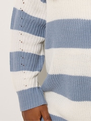 Yours Curve Light Blue Drop Shoulder Jumper - Image 5 of 6