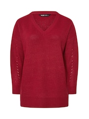 Yours Curve Bright Red Drop Shoulder Jumper - Image 5 of 5