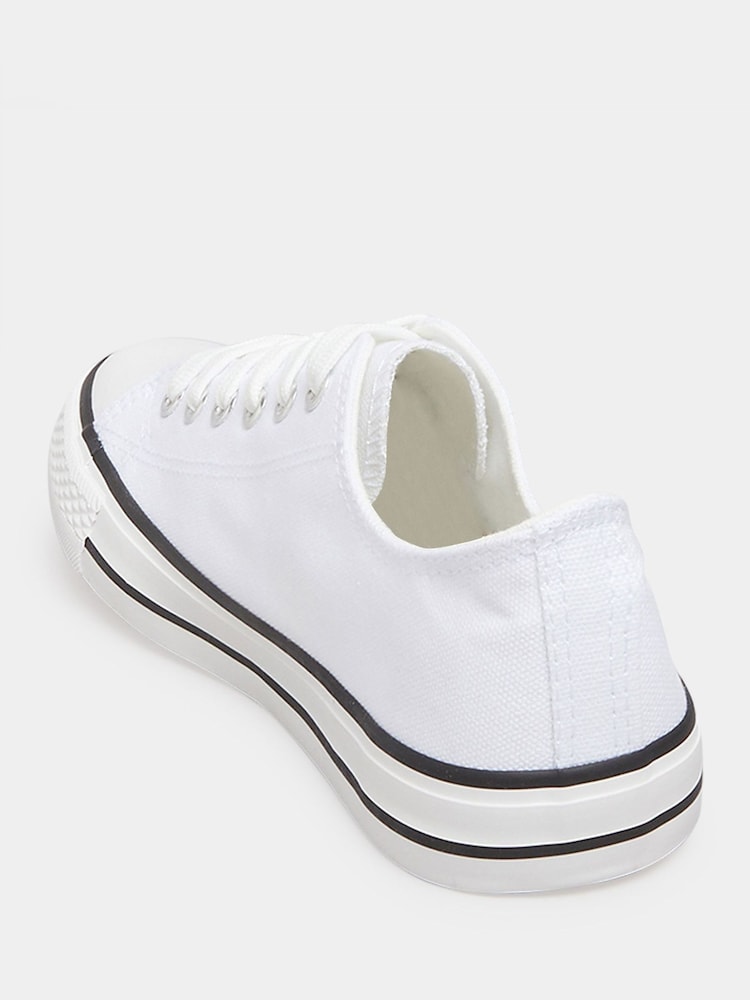 Yours Curve White Wide Fit Canvas Low Trainers - Image 4 of 4