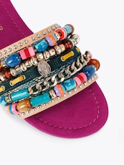 Kurt Geiger London Pink Southbank Beaded Flat Sandals - Image 4 of 5