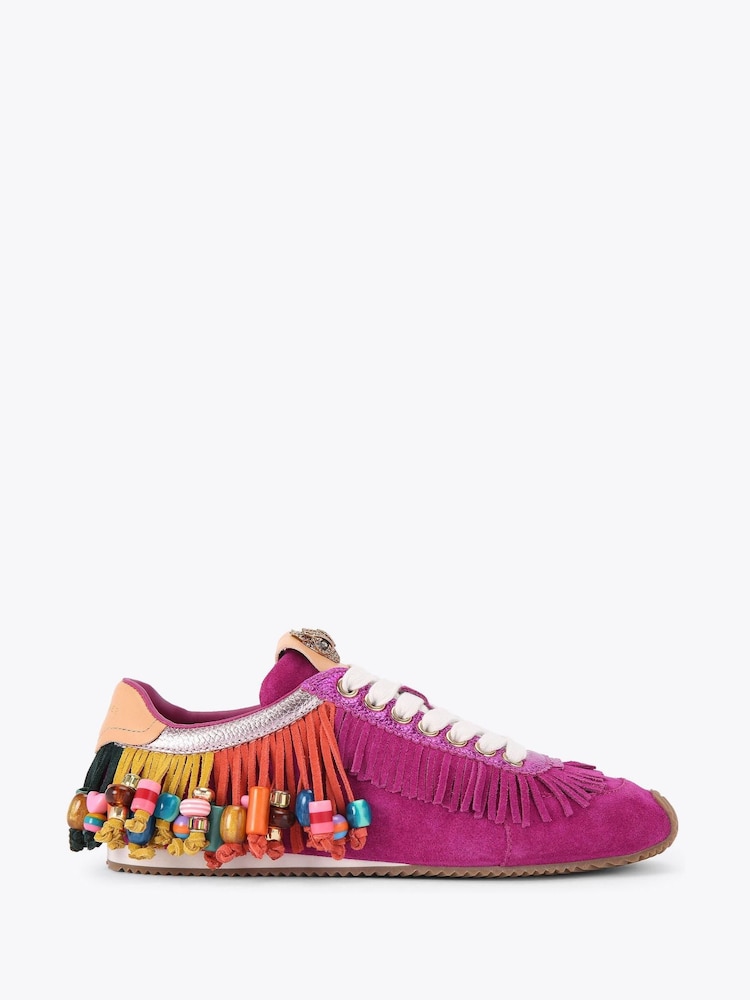 Kurt Geiger London Pink Islington Beaded Tassel Trainers - Image 2 of 5 Kurt Geiger London Pink Islington Beaded Tassel Trainers - Image 2 of 5