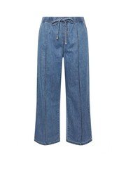 Yours Curve Blue Wide Fit Wide Leg Seam Front Jeans - Image 5 of 5