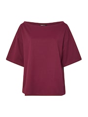 Yours Curve Red Slash Neck Heavy Weight T-Shirt - Image 5 of 5