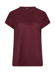 Yours Curve Red Textured Grown On Sleeve T-Shirt - Image 4 of 4