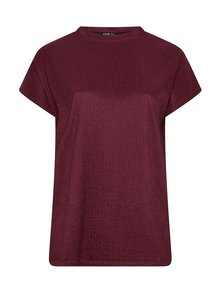 Yours Curve Red Textured Grown On Sleeve T-Shirt - Image 4 of 4 Yours Curve Red Textured Grown On Sleeve T-Shirt - Image 4 of 4