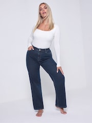 Yours Curve Blue Wide Leg Jeans - Image 2 of 6