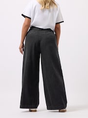 Yours Curve Black Wide Fit Wide Leg Formal Jeans - Image 2 of 5