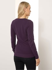 Long Tall Sally Purple V-Neck Jumper - Image 3 of 5