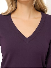 Long Tall Sally Purple V-Neck Jumper - Image 4 of 5