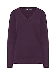 Long Tall Sally Purple V-Neck Jumper - Image 5 of 5