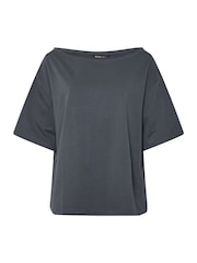Yours Curve Grey Slash Neck Heavy Weight T-Shirt - Image 5 of 5