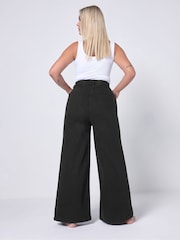 Yours Curve Black Wide Fit Wide Leg Puddle Jeans - Image 4 of 6