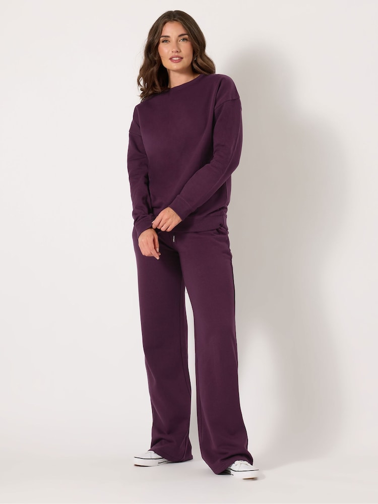 Long Tall Sally Purple Wide Fit Wide Leg Joggers - Image 2 of 5 Long Tall Sally Purple Wide Fit Wide Leg Joggers - Image 2 of 5
