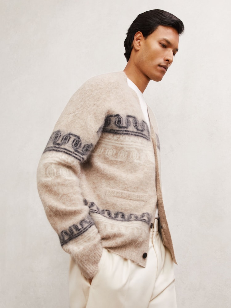 Reiss Oatmeal Bruno Cardigan - Image 1 of 7 Reiss Oatmeal Bruno Cardigan - Image 1 of 7